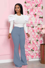 Load image into Gallery viewer, Leg-Of-Mutton Sleeve Top and Flare Pants Set