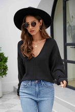 Load image into Gallery viewer, V-Neck Drop Shoulder Long Sleeve Knit Top
