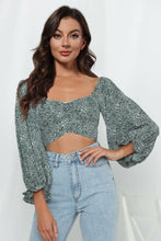 Load image into Gallery viewer, Printed Long Flounce Sleeve Cropped Blouse