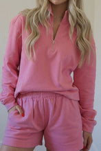 Load image into Gallery viewer, Half Zip Long Sleeve Sweatshirt and Shorts Set