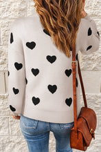 Load image into Gallery viewer, Heart Pattern Drop Shoulder Sweater