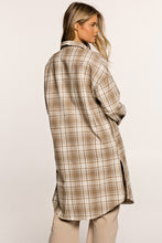 Load image into Gallery viewer, Plaid Button-Up Longline Shacket with Breast Pockets