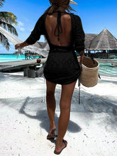 Load image into Gallery viewer, Backless Openwork Drawstring Round Neck Cover Up