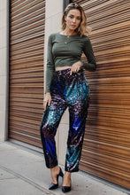 Load image into Gallery viewer, Sequin Contrast High Waist Pants