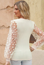 Load image into Gallery viewer, Textured Applique Long Sleeve Blouse