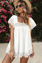 Load image into Gallery viewer, Lace Detail Square Neck Short Sleeve Blouse