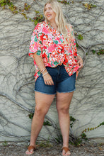 Load image into Gallery viewer, Plus Size Floral V-Neck Half Sleeve Shirt