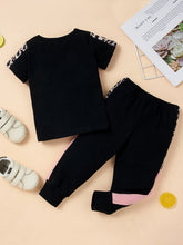 Load image into Gallery viewer, Baby Girl Leopard Color Block Top and Joggers Set