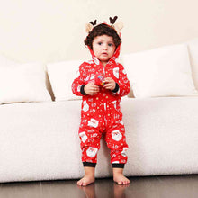 Load image into Gallery viewer, Baby Santa Print Hooded Jumpsuit