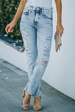 Load image into Gallery viewer, Acid Wash Distressed Jeans with Pockets