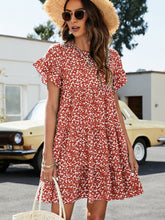 Load image into Gallery viewer, Leopard Short Flounce Sleeve Tiered Dress