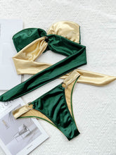 Load image into Gallery viewer, Two-Tone Ring Detail Tied Bikini Set