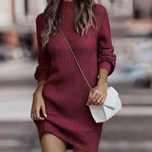 Load image into Gallery viewer, Mock Neck Lantern Sleeve Sweater Dress