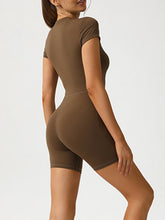 Load image into Gallery viewer, Half Zip Short Sleeve Active Romper