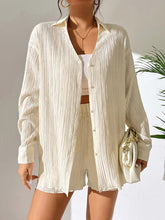 Load image into Gallery viewer, Textured Buttoned Shirt and Shorts Set