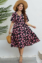 Load image into Gallery viewer, Floral Surplice Midi Dress