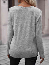 Load image into Gallery viewer, Round Neck Buttoned Long Sleeve T-Shirt
