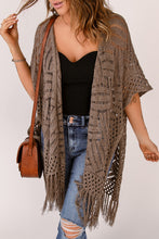 Load image into Gallery viewer, Fringe Hem Slit Open Front Cardigan