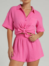 Load image into Gallery viewer, Texture Button Up Shirt and Shorts Set