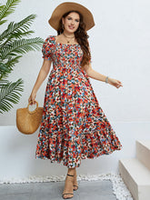Load image into Gallery viewer, Plus Size Floral Smocked Square Neck Dress