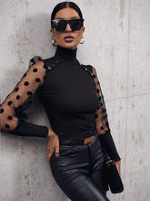 Load image into Gallery viewer, Buttoned Lantern Sleeve Turtle Neck Blouse