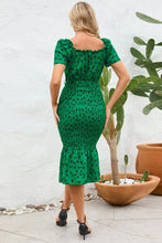 Load image into Gallery viewer, Frill Printed Tie Waist Midi Dress