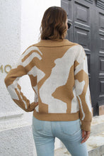 Load image into Gallery viewer, Two-Tone Johnny Collar Dropped Shoulder Pullover Sweater