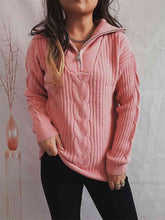 Load image into Gallery viewer, Ribbed Half Zip Long Sleeve Sweater