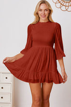 Load image into Gallery viewer, Frill Balloon Sleeve Ruffle Hem Mini Dress