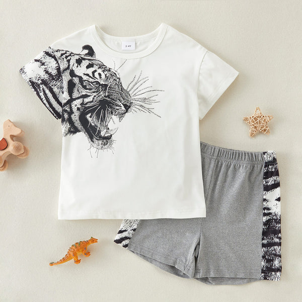 Baby Boy Tiger Graphic Tee and Shorts Set