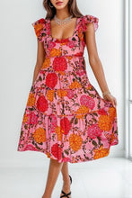 Load image into Gallery viewer, Ruffled Floral Square Neck Tiered Dress