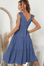 Load image into Gallery viewer, Tie Shoulder V-Neck Tiered Dress