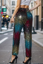 Load image into Gallery viewer, Sequin Contrast High Waist Pants