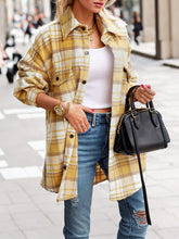 Load image into Gallery viewer, Pocketed Plaid Button Up Dropped Shoulder Shacket