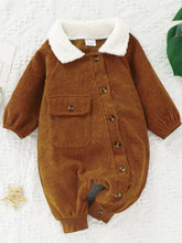 Load image into Gallery viewer, Baby Buttoned Collared Neck Corduroy Jumpsuit