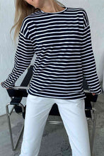 Load image into Gallery viewer, Round Neck Striped Dropped Shoulder T-Shirt