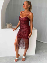 Load image into Gallery viewer, Sequin Fringe Spaghetti Strap Dress
