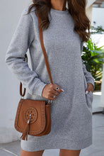 Load image into Gallery viewer, Round Neck Long Sleeve Mini Dress with Pockets