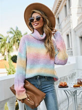 Load image into Gallery viewer, Contrast Turtleneck Dropped Shoulder Sweater