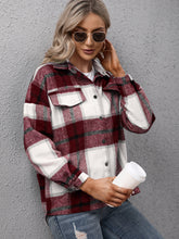 Load image into Gallery viewer, Plaid Long Sleeve Shirt Jacket