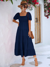 Load image into Gallery viewer, Smocked Square Neck Tiered Dress