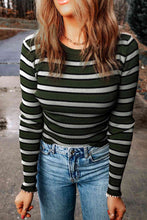 Load image into Gallery viewer, Striped Round Neck Long Sleeve Knit Top