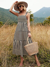 Load image into Gallery viewer, Striped Smocked Tiered Cami Dress