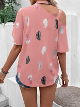 Load image into Gallery viewer, Asymmetrical One Shoulder Short Sleeve Printed Blouse