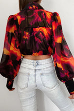 Load image into Gallery viewer, Flower Print Collared Neck Lantern Sleeve Shirt