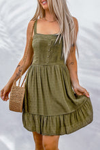 Load image into Gallery viewer, Swiss Dot Decorative Button Ruffle Hem Dress