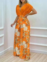 Load image into Gallery viewer, Printed Surplice Top and Wide Leg Pants Set