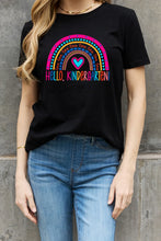 Load image into Gallery viewer, Simply Love Full Size LOVE HELLO KINDERGARTEN Rainbow Graphic Cotton Tee