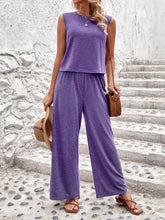Load image into Gallery viewer, Round Neck Tank and Wide Leg Pants Set