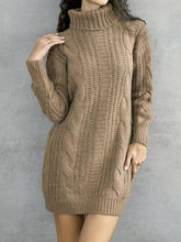 Load image into Gallery viewer, Turtleneck Ribbed Sweater Dress